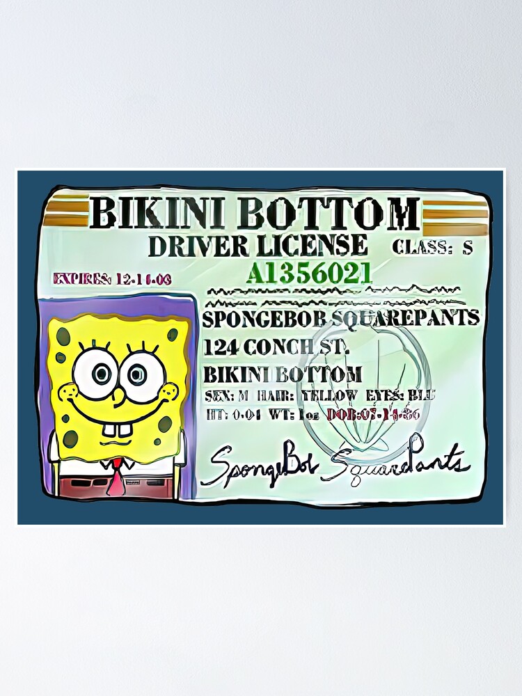 "BIKINI BOTTOM DRIVER LICENCE" Poster by VINTAGEGARAGE Redbubble