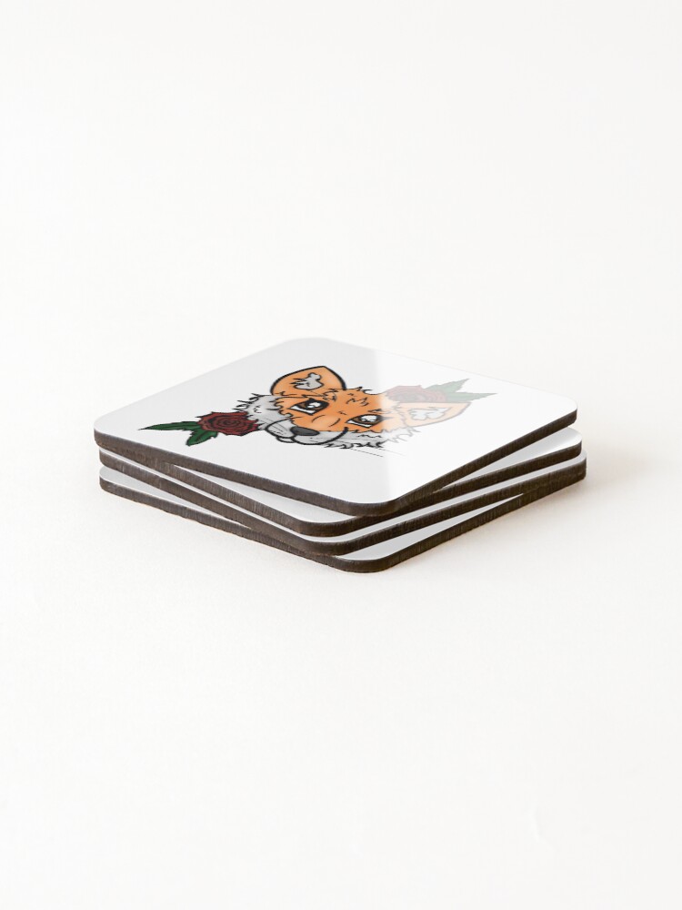Thumbnail 4 of 5, Coasters (Set of 4), Fox and Roses designed and sold by BioLushGraphics.