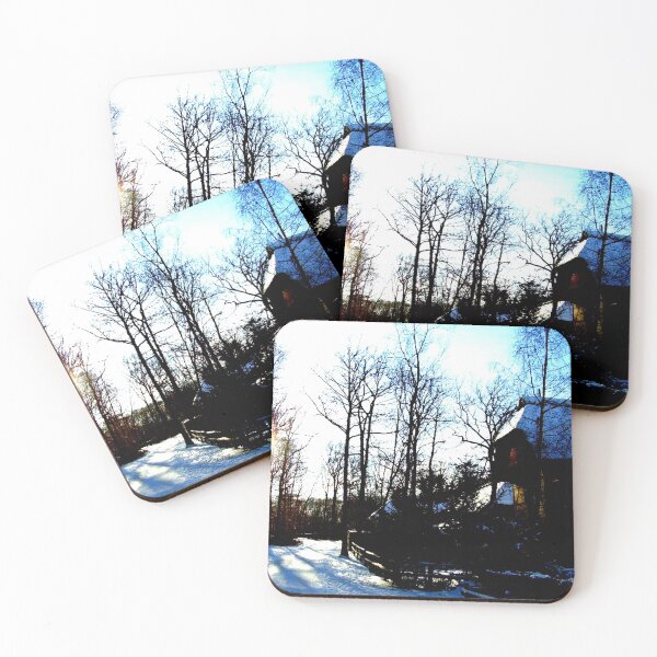 Item preview, Landscape winter sun half-timbered village snow trees shadow light designed and sold by G-M-Designs.