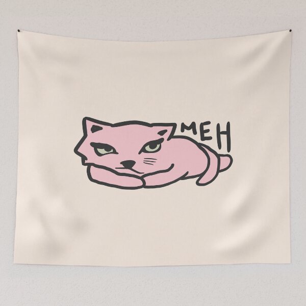 Item preview, Meh Cat Pink - Funny Cat Doodle designed and sold by ViewerEqualsPhoton.
