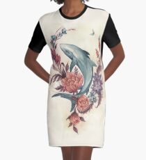 Floral Shark Graphic T-Shirt Dress