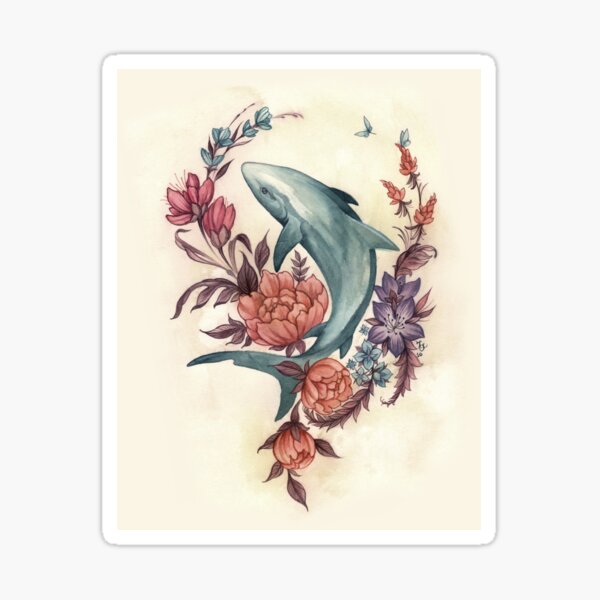 Floral Shark Sticker