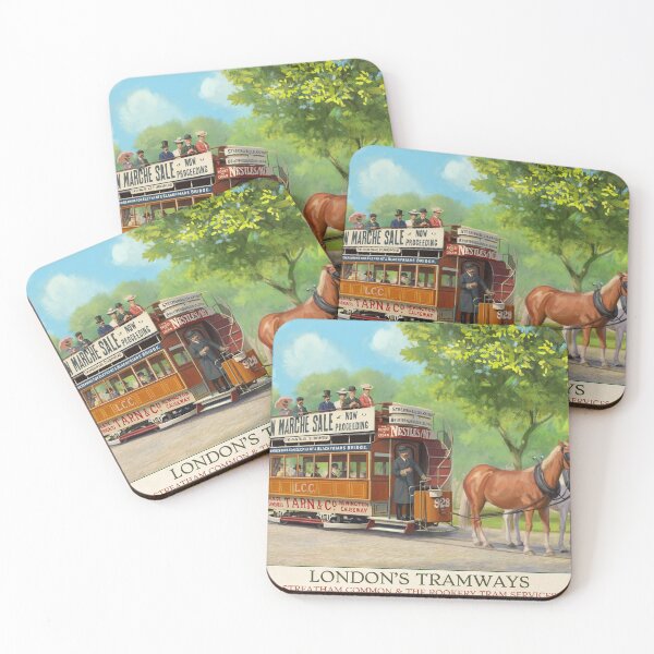 Item preview, London LCC horse-drawn tram postcard illustration designed and sold by Daniel Rodgers.