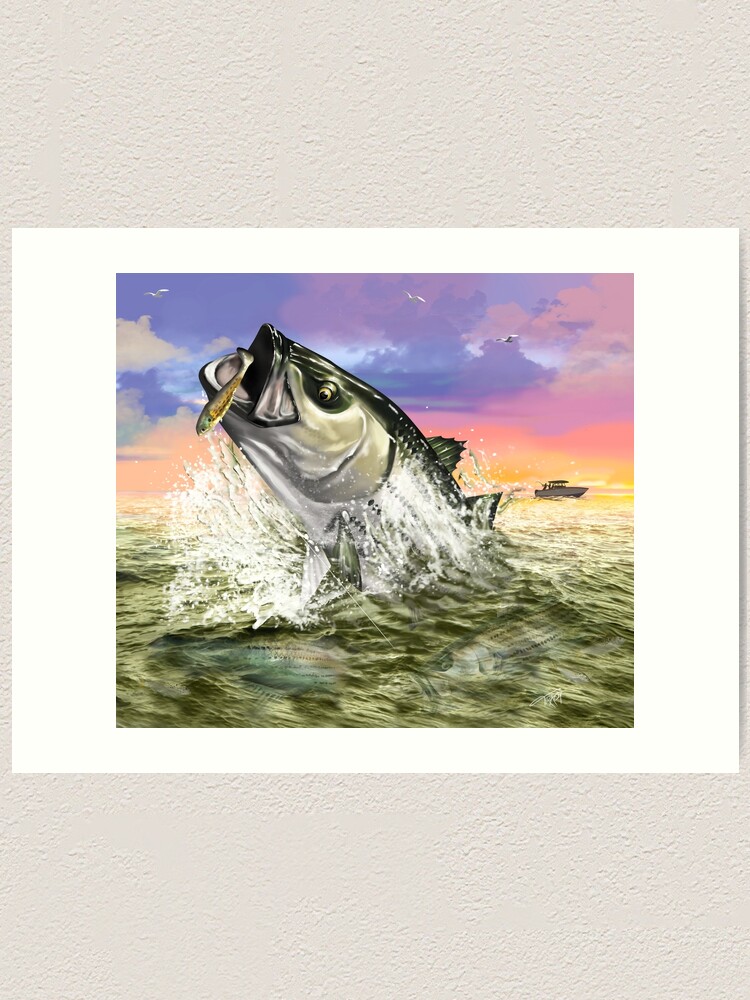 Striped Bass Good Day Fishing Art Print for Sale by Mary Tracy