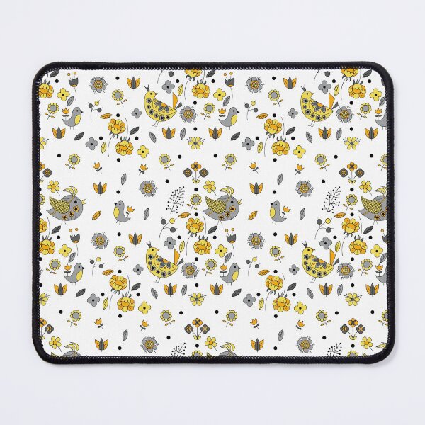 Item preview, Scandinavian Folklore Yellow and Grey birds Pattern designed and sold by LotusArtStudio.