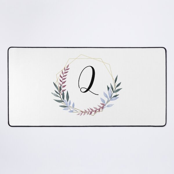 Item preview, Delicate gold frame monogram and colorful laurels letter Q designed and sold by JustSeasons.