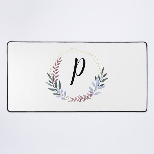 Item preview, Delicate gold frame monogram and colorful laurels letter P designed and sold by JustSeasons.