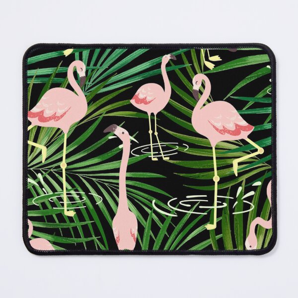 Item preview, Flamingos tropical leaves pattern designed and sold by onemoremask.