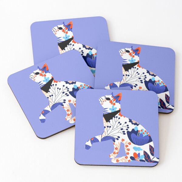 Item preview, Kawaii Adorable Cat with Beautiful Flower Pattern, Popoki 805 designed and sold by VinBasis.