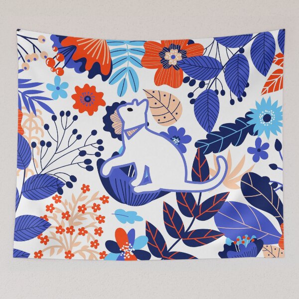 Item preview, Kawaii Adorable Cat with Beautiful Flower Pattern, Popoki 805 designed and sold by VinBasis.