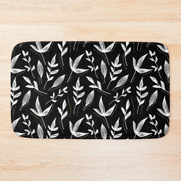 Item preview, Black white seamless floral leaves pattern designed and sold by Dear-Ashlin.