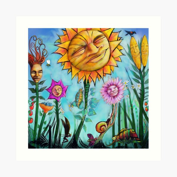 Happy garden plants suntanning. Art Print