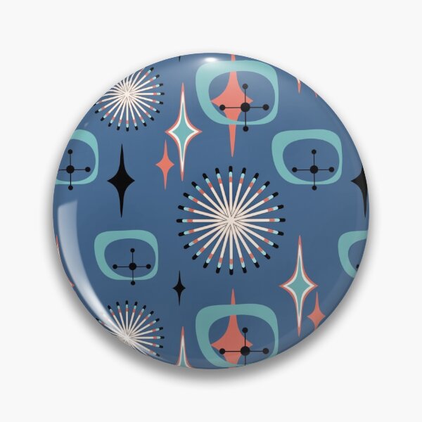 Item preview, Mid century modern geometric pattern on blue background  designed and sold by Bonheurem.