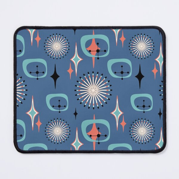 Item preview, Mid century modern geometric pattern on blue background  designed and sold by Bonheurem.