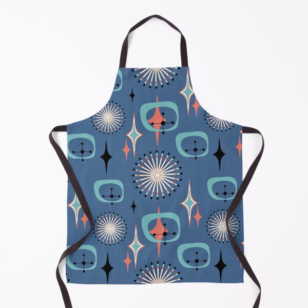 Item preview, Mid century modern geometric pattern on blue background designed and sold by Bonheurem.