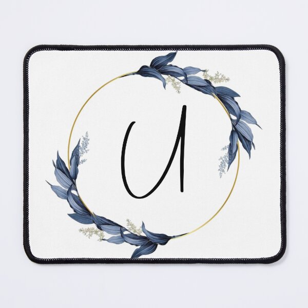 Item preview, Monogram with blue leaves letter U designed and sold by JustSeasons.