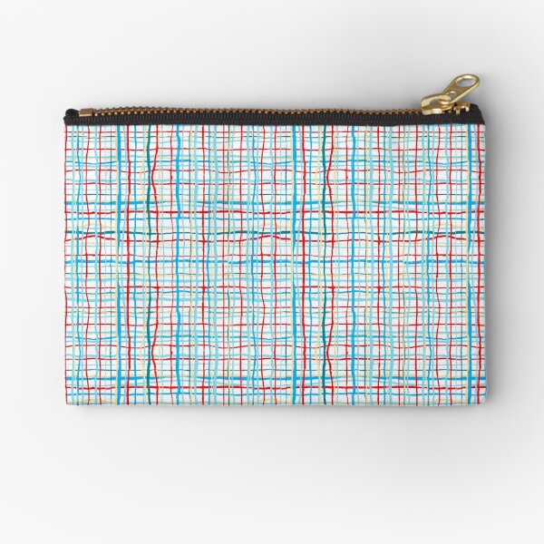 Funky Squiggly Line Plaid Zipper Pouch