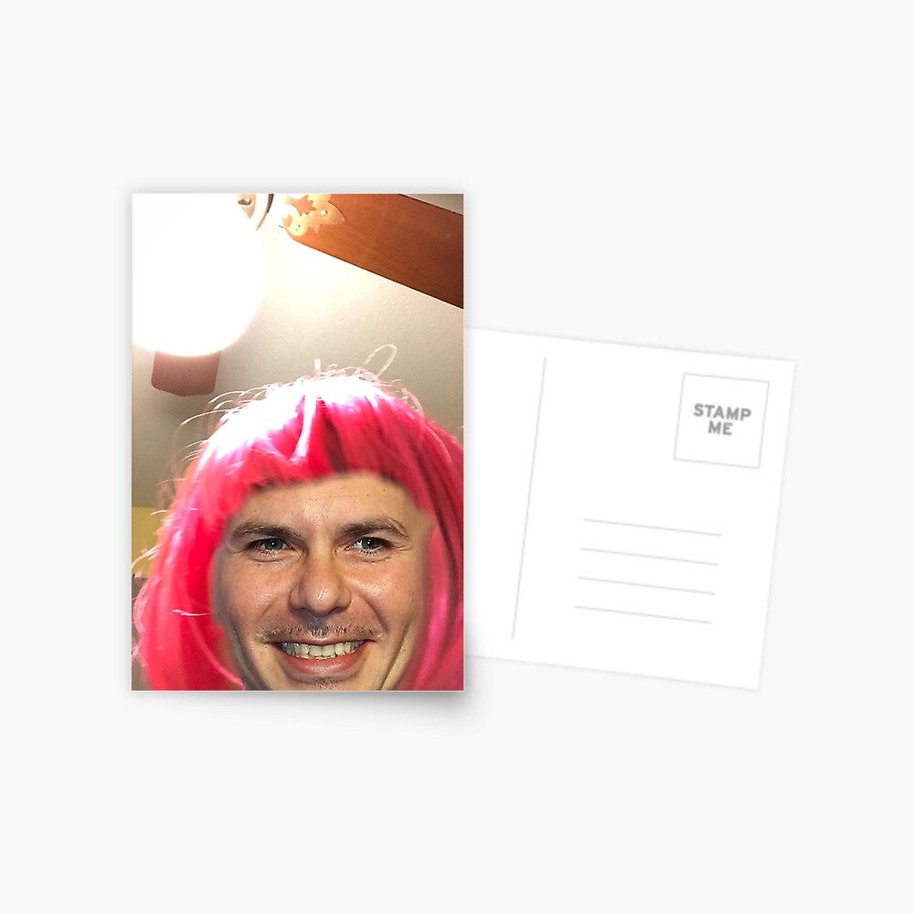 Pitbull in a Pink Wig Meme Postcard