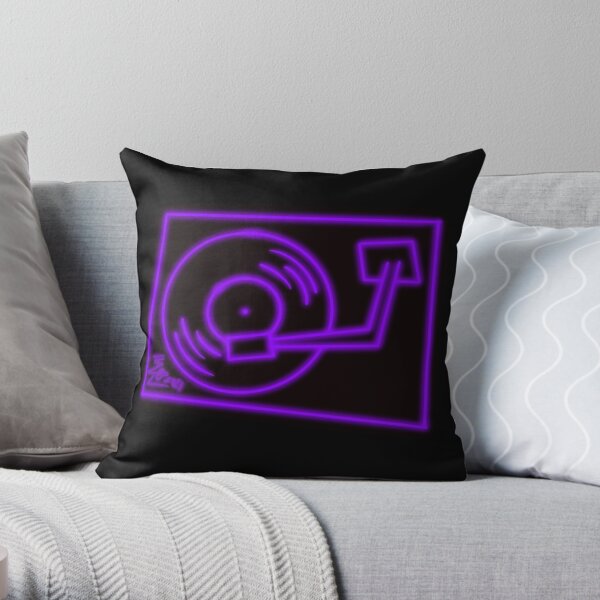 Purple Neon Glow Turntable Throw Pillow
