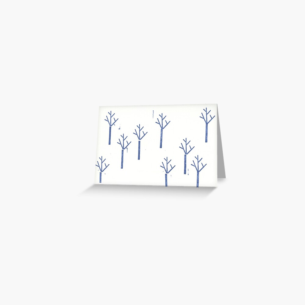 Blue Winter Trees Greeting Card