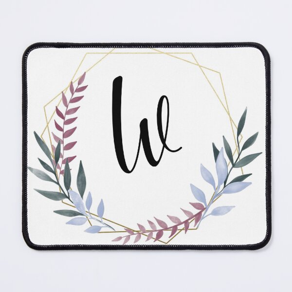 Item preview, Delicate gold frame monogram and colorful laurels letter W designed and sold by JustSeasons.