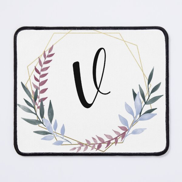 Item preview, Delicate gold frame monogram and colorful laurels letter V designed and sold by JustSeasons.