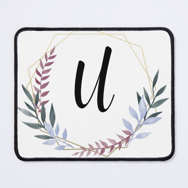 Item preview, Delicate gold frame monogram and colorful laurels letter U designed and sold by JustSeasons.