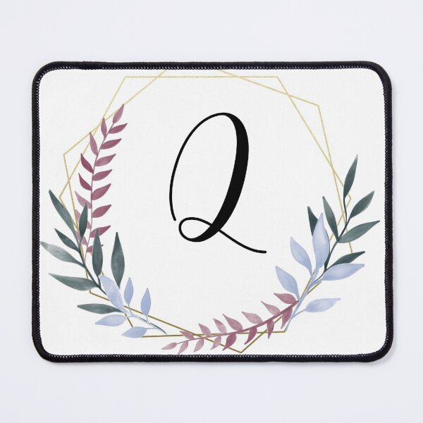 Item preview, Delicate gold frame monogram and colorful laurels letter Q designed and sold by JustSeasons.