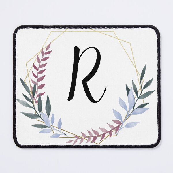 Item preview, Delicate gold frame monogram and colorful laurels letter R designed and sold by JustSeasons.