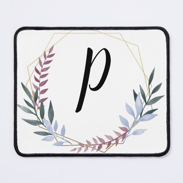 Item preview, Delicate gold frame monogram and colorful laurels letter P designed and sold by JustSeasons.