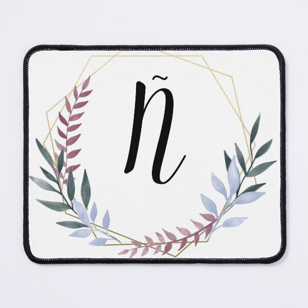Item preview, Delicate gold frame monogram and colorful laurels letter Ñ designed and sold by JustSeasons.