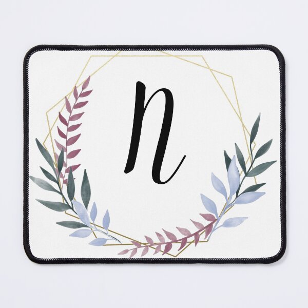 Item preview, Delicate gold frame monogram and colorful laurels letter N designed and sold by JustSeasons.