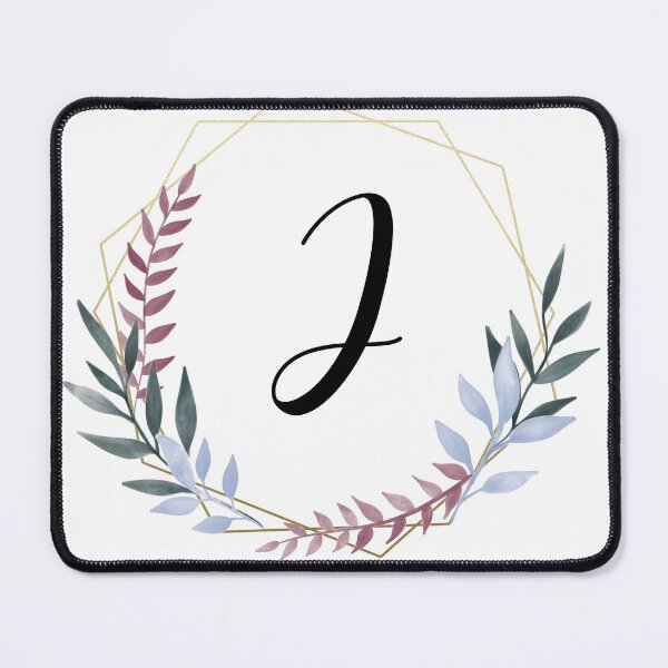Item preview, Delicate gold frame monogram and colorful laurels letter J designed and sold by JustSeasons.