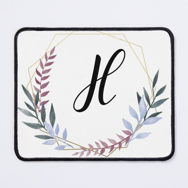 Item preview, Delicate gold frame monogram and colorful laurels letter H designed and sold by JustSeasons.