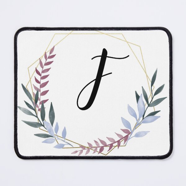 Item preview, Delicate gold frame monogram and colorful laurels letter F designed and sold by JustSeasons.