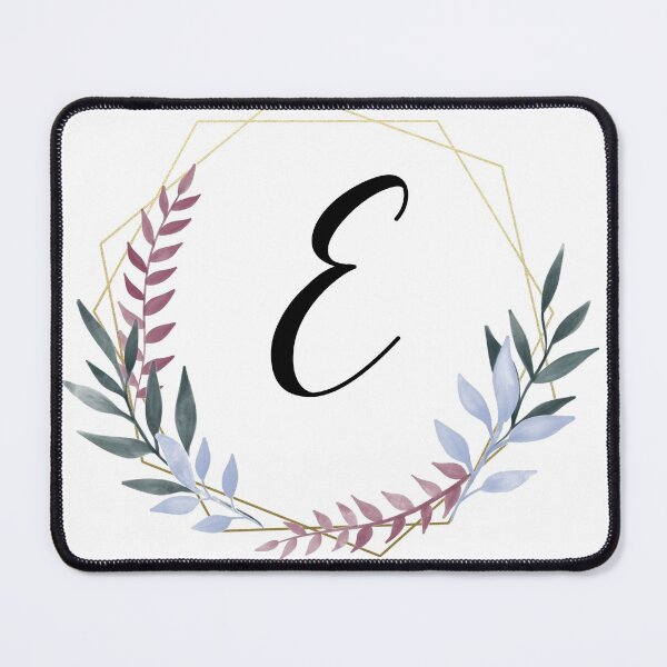 Item preview, Delicate gold frame monogram and colorful laurels letter E designed and sold by JustSeasons.