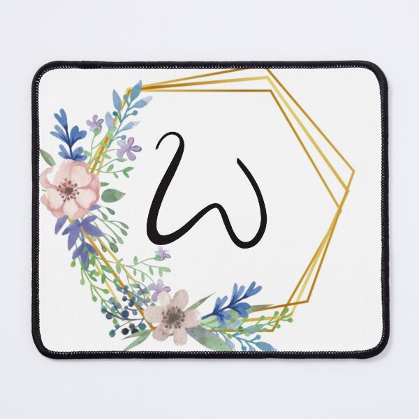 Item preview, Floral monogram with golden frame letter W designed and sold by JustSeasons.