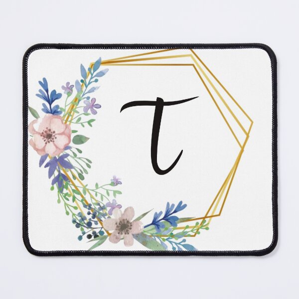 Item preview, Floral monogram with golden frame letter T designed and sold by JustSeasons.