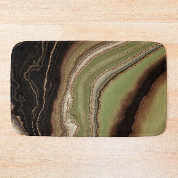 Green And Brown Fractal Dutch Pour Bath Mat
