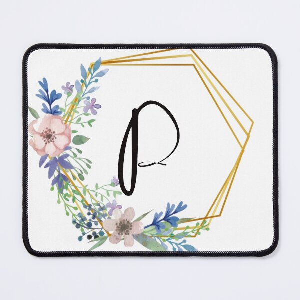 Item preview, Floral monogram with golden frame letter P designed and sold by JustSeasons.