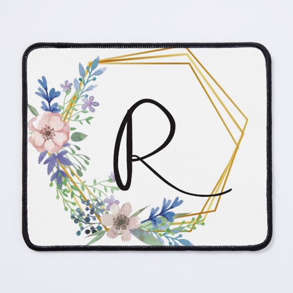 Item preview, Floral monogram with golden frame letter R designed and sold by JustSeasons.