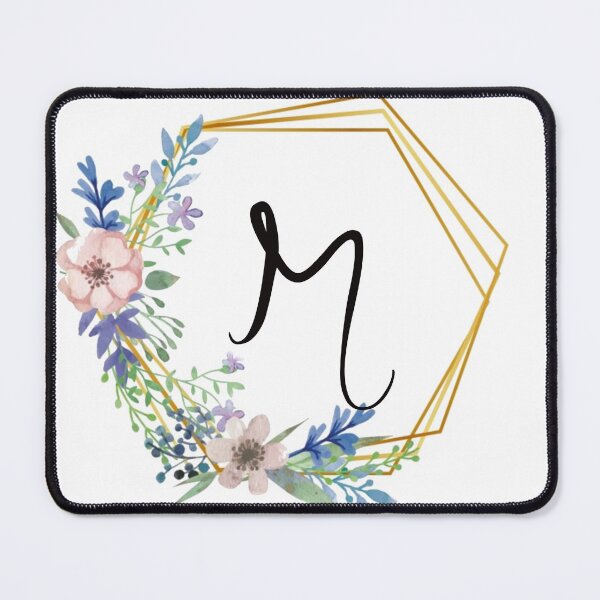 Item preview, Floral monogram with golden frame letter M designed and sold by JustSeasons.
