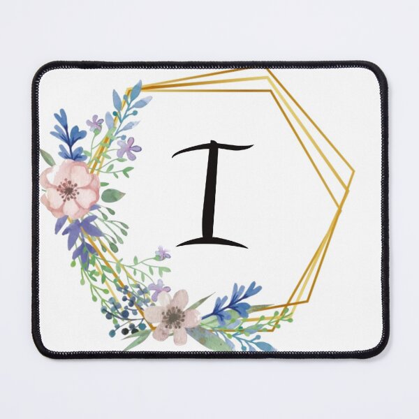 Item preview, Floral monogram with golden frame letter I designed and sold by JustSeasons.