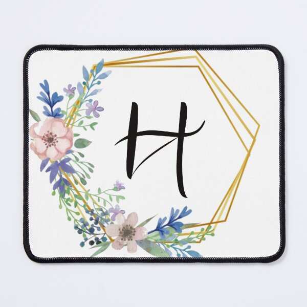 Item preview, Floral monogram with golden frame letter H designed and sold by JustSeasons.