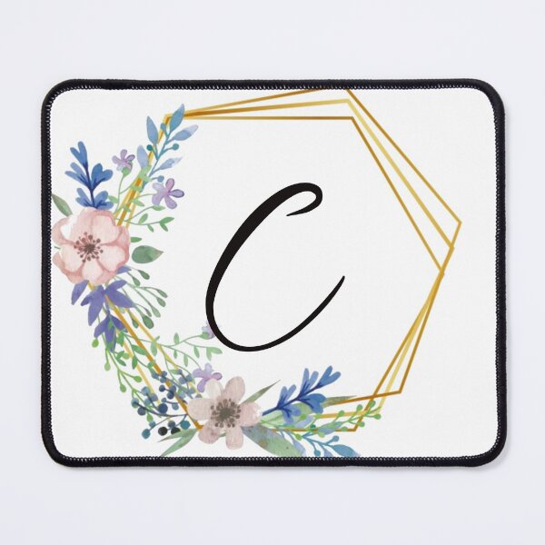 Item preview, Floral monogram with golden frame letter C designed and sold by JustSeasons.