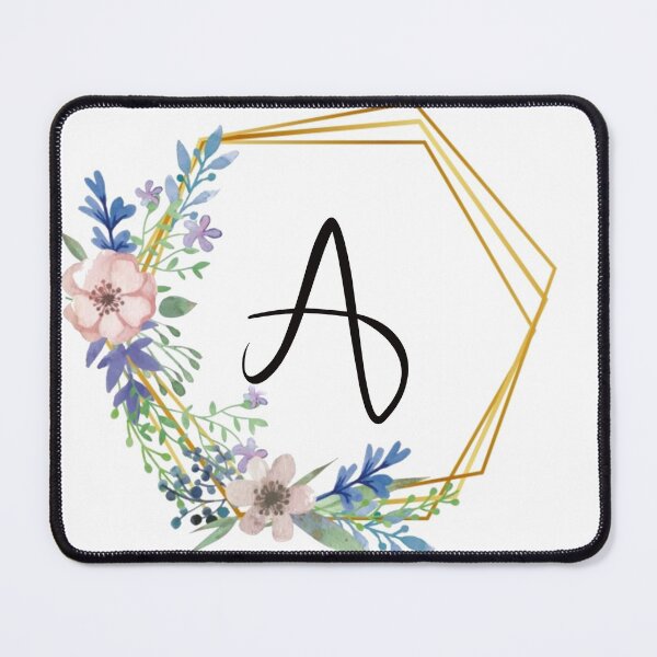 Item preview, Floral monogram with golden frame letter A designed and sold by JustSeasons.
