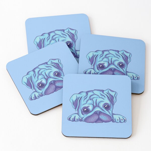 Item preview, Beautiful Blue Watercolor Pug Puppy  designed and sold by MadMando.