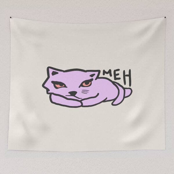 Item preview, Funny Meh Cat Purple - Funny Cat Doodle designed and sold by ViewerEqualsPhoton.