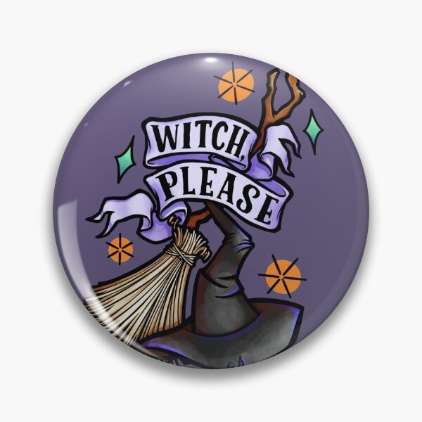 Item preview, Witch Please, Halloween tattoo design on purple designed and sold by Wendy Bazuta.