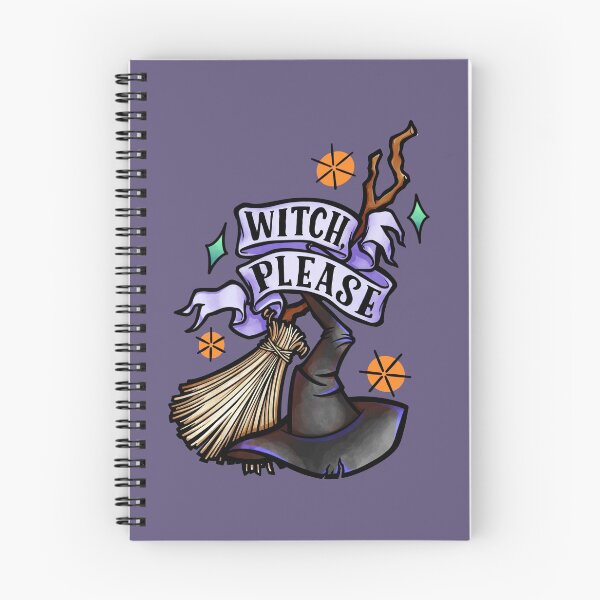 Item preview, Witch Please, Halloween tattoo design on purple designed and sold by Wendy Bazuta.